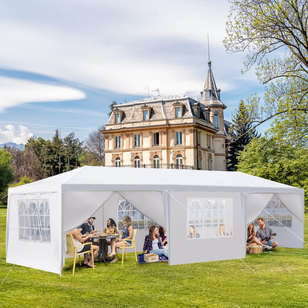Outdoor Gazebo Canopy Wedding Party Tent Camping Shelter Commercial Instant Shelter Waterproof Tent with Removable Side Walls (Upgrade 10'x30' Eight Sides)