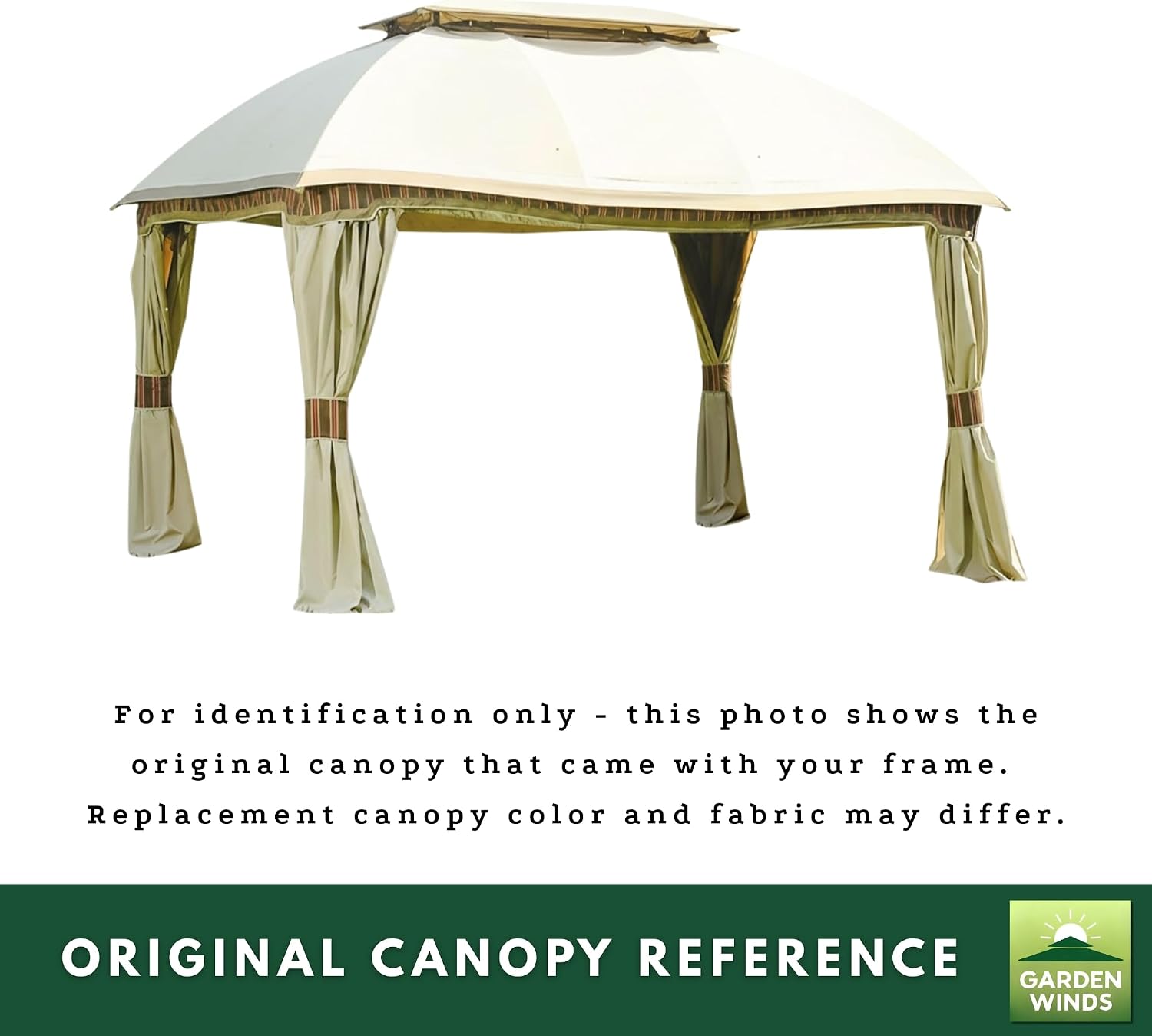 Garden Winds Reinforced Replacement Canopy Top Cover Compatible with The L-GZ822PCO 10' x 13' Domed Gazebo - Classic Sand, Riplock 350