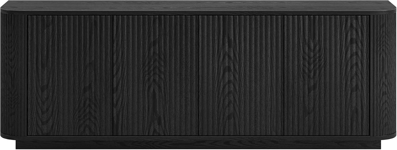 Henn&Hart Fluted TV Stand for TVs up to 75' with 2 Storage Cabinets with an Adjustable Shelf for Living Room, Family Room, or Office, Natural Black