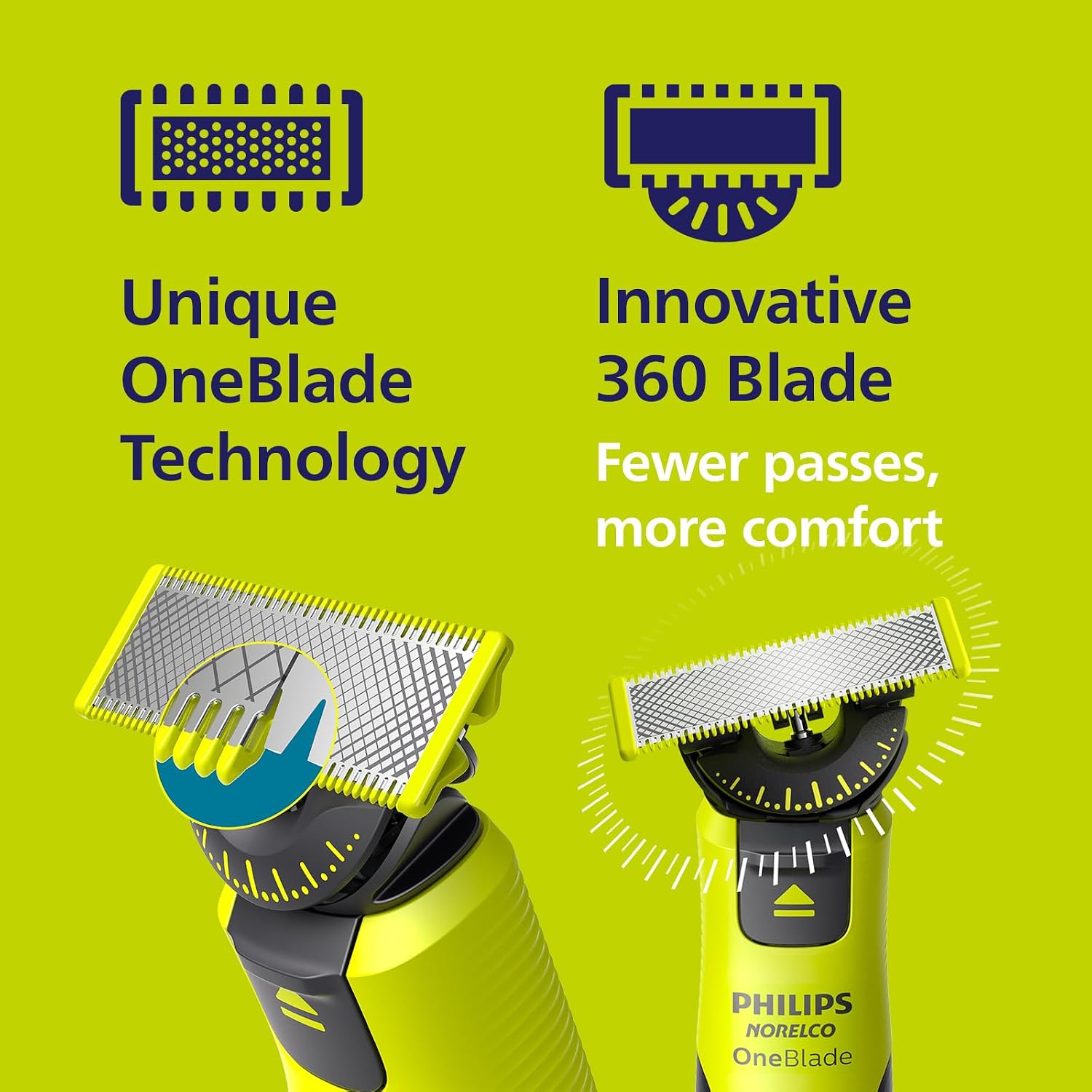 OneBlade 360 with Connectivity Face & Body Hybrid Electric Trimmer & Shaver, QP4631/90 Genuine OneBlade 360 Blade Replacement Blades, 4 Count, QP440/80