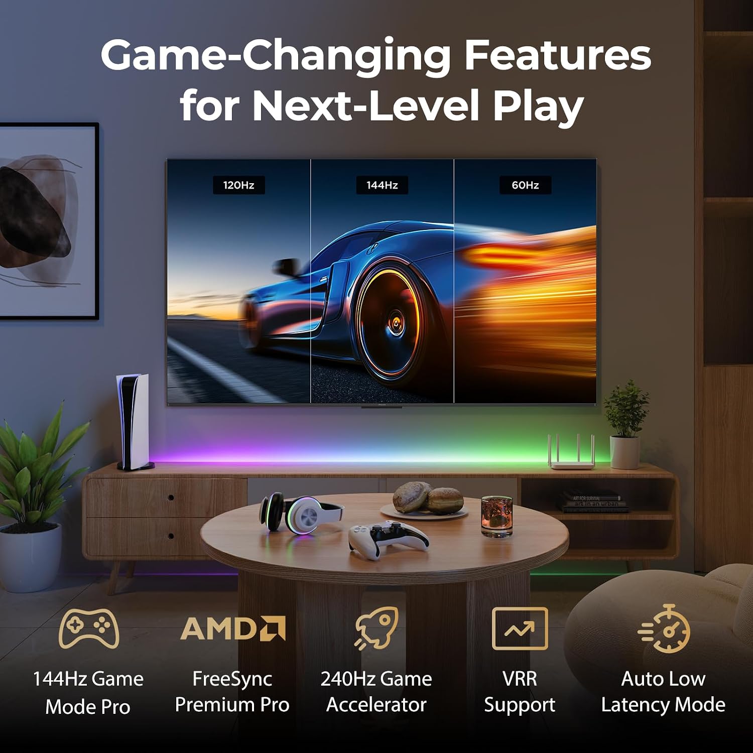 iFFALCON 55' 4K MiniLED Smart TV | PS5 & Xbox Ready, 4X HDMI 2.1 | Hotel, Home & Office Use | 144Hz VRR 240Hz, Dolby Vision Gaming, Dolby Atmos, IMAX Enhanced, Google TV, Alexa | 55U85
