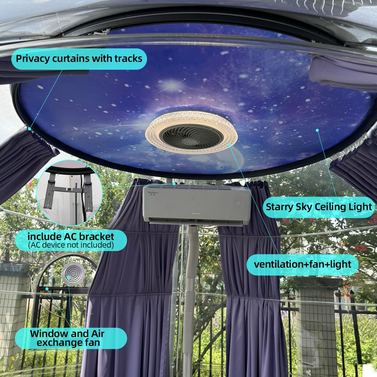 Backyard Dome Tent, Clear Garden Dome Bubble Tent for Outside, Weatherproof Geodesic Gazebos & Pergolas for Outdoor