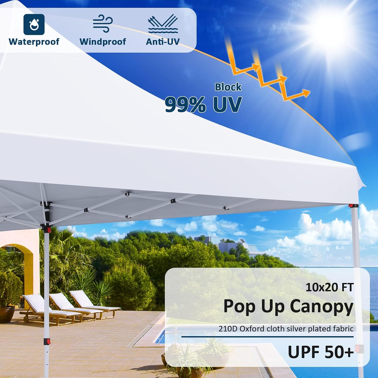 COBIZI 10x20 Pop Up Canopy with 6 Sidewalls, Conical Party Tent 10x20 with 3 Adjustable Height Waterproof, UV-Resistant with Carry Bag, Sandbag, Stake, Tents for Parties, Commercial (Frame Upgraded)