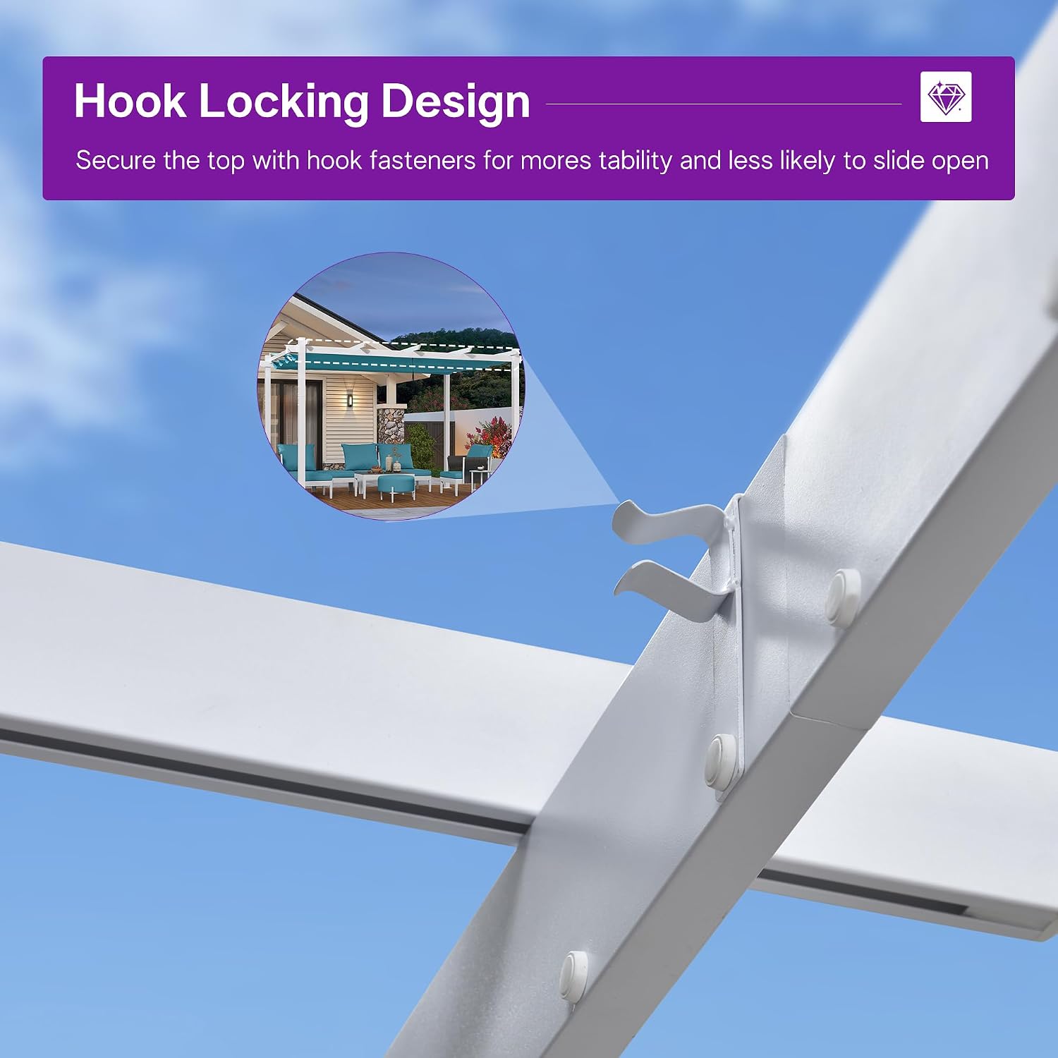 PURPLE LEAF 10' x 13 Aluminum Outdoor Pergola White Wind-Resistant Retractable Pergola with Double Sun Shade Canopy Heavy-Duty Metal Pergola for Patios Backyard Deck Garden, Blue