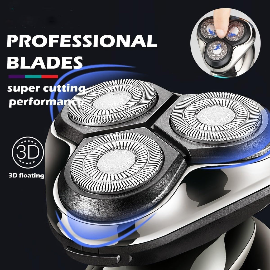 Electric Shavers for Men, Wet Dry Waterproof Electric Shaver for Men Wet Dry Beard Electric Razor Facial Shaving Machine Rechargeable LCD (Color : Green)