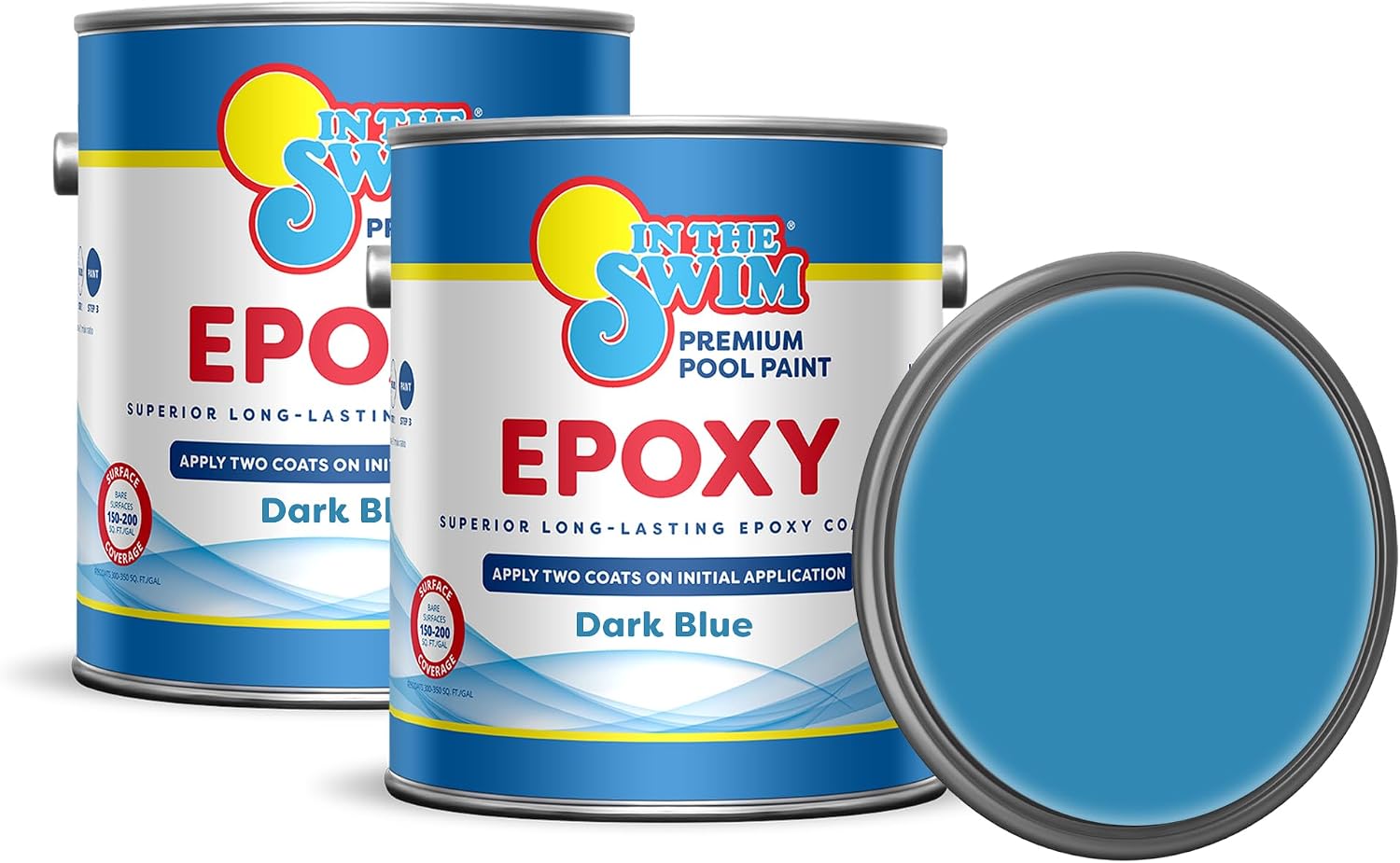 In The Swim Dark Blue Epoxy Swimming Pool Paint - Epoxy-Base, High Gloss, Swimming Pool Paint - Long Lasting Stain Resistant - 1 Gallon - 2-Pack
