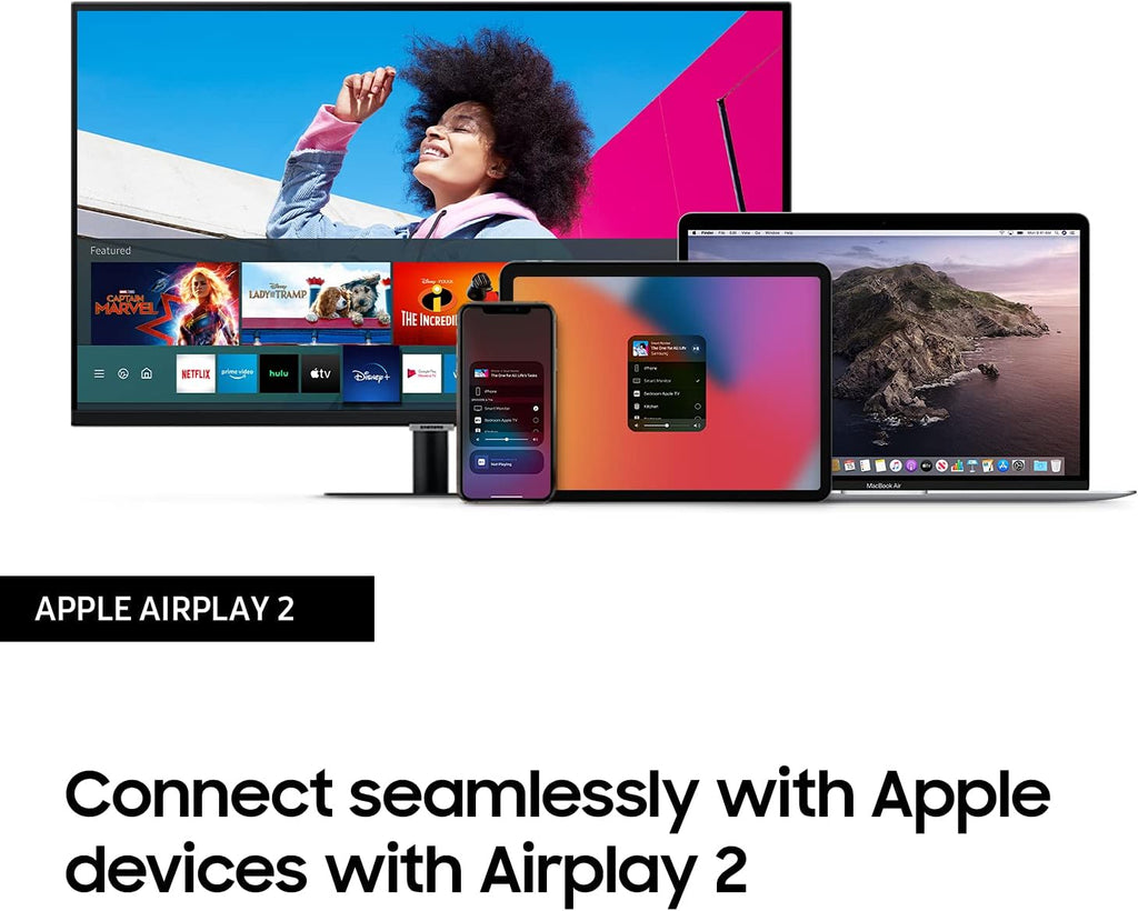 SAMSUNG M5 Series 27-Inch FHD 1080p Smart Monitor & Streaming TV (Tuner-Free), Netflix, HBO, Prime Video, & More, Apple Airplay, Bluetooth, Built-in Speakers, Remote Included (LS27AM500NNXZA)