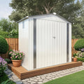 6X3.5 FT Metal Storage Shed Outdoor Tool Shed with Window, Lockable Door & Vents, Waterproof Backyard Garden Storage for Tools, Bikes, Sundries, Patio (White+Gray)
