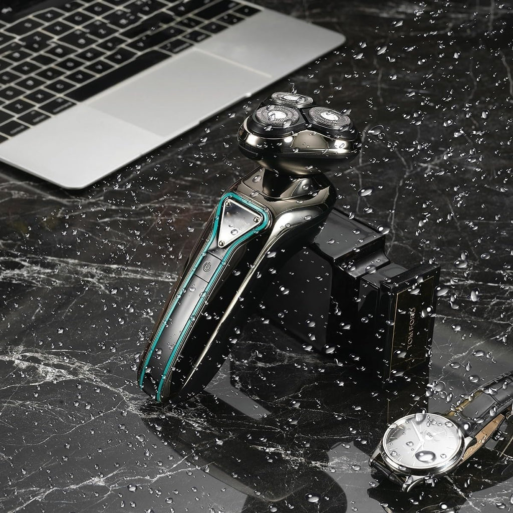 Electric Shavers for Men, Wet Dry Waterproof Electric Shaver for Men Wet Dry Beard Electric Razor Facial Shaving Machine Rechargeable LCD (Color : Green)