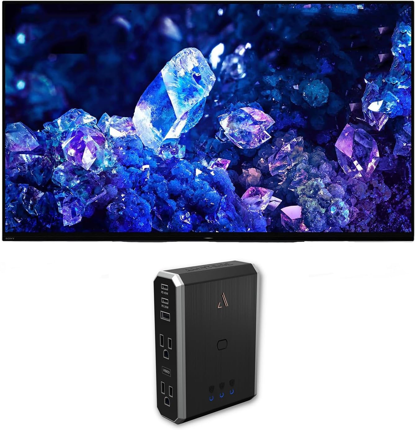Sony XR48A90K 48' 4K Bravia XR OLED High Definition Resolution Smart TV with an Austere 7S-PS4-US1 4-Outlet Power with Omniport USB (2022)