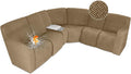 ALIECOM 100% Waterproof Recliner Sectional Couch Covers L Shape Stretch Corner Reclining Sectional Sofa Cover Washable Recliner Slipcover Protector for Dog Pet (5 Seat and 1 Console, Camel)