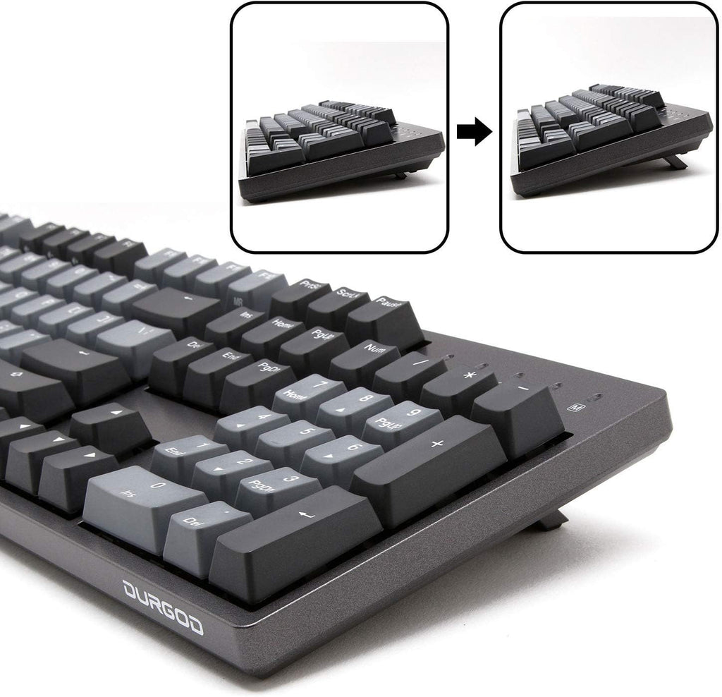 DURGOD Gaming Mechanical Keyboard with Cherry MX Silent Red Switches - 104 Key - Double Shot PBT - NKRO - USB Type C - for Gamer/Typist(Space Gray,ANSI/US)