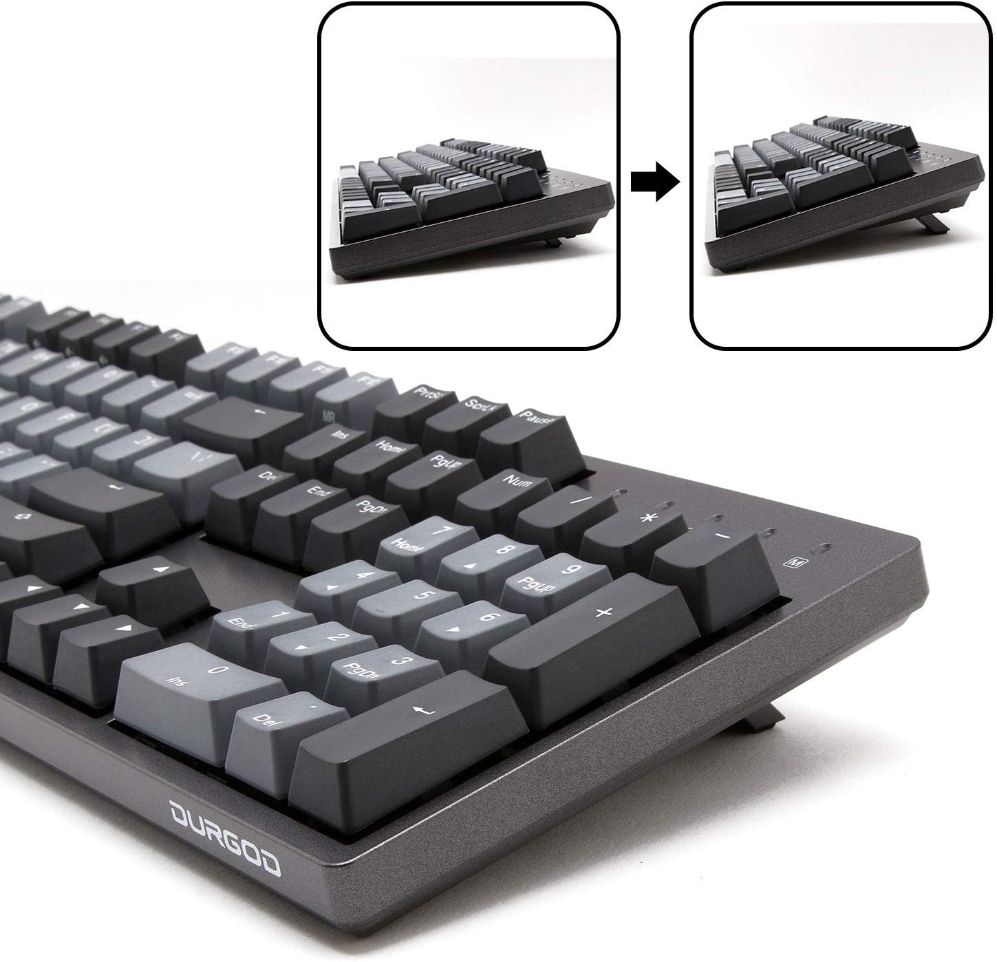 DURGOD Gaming Mechanical Keyboard with Cherry MX Silent Red Switches - 104 Key - Double Shot PBT - NKRO - USB Type C - for Gamer/Typist(Space Gray,ANSI/US)
