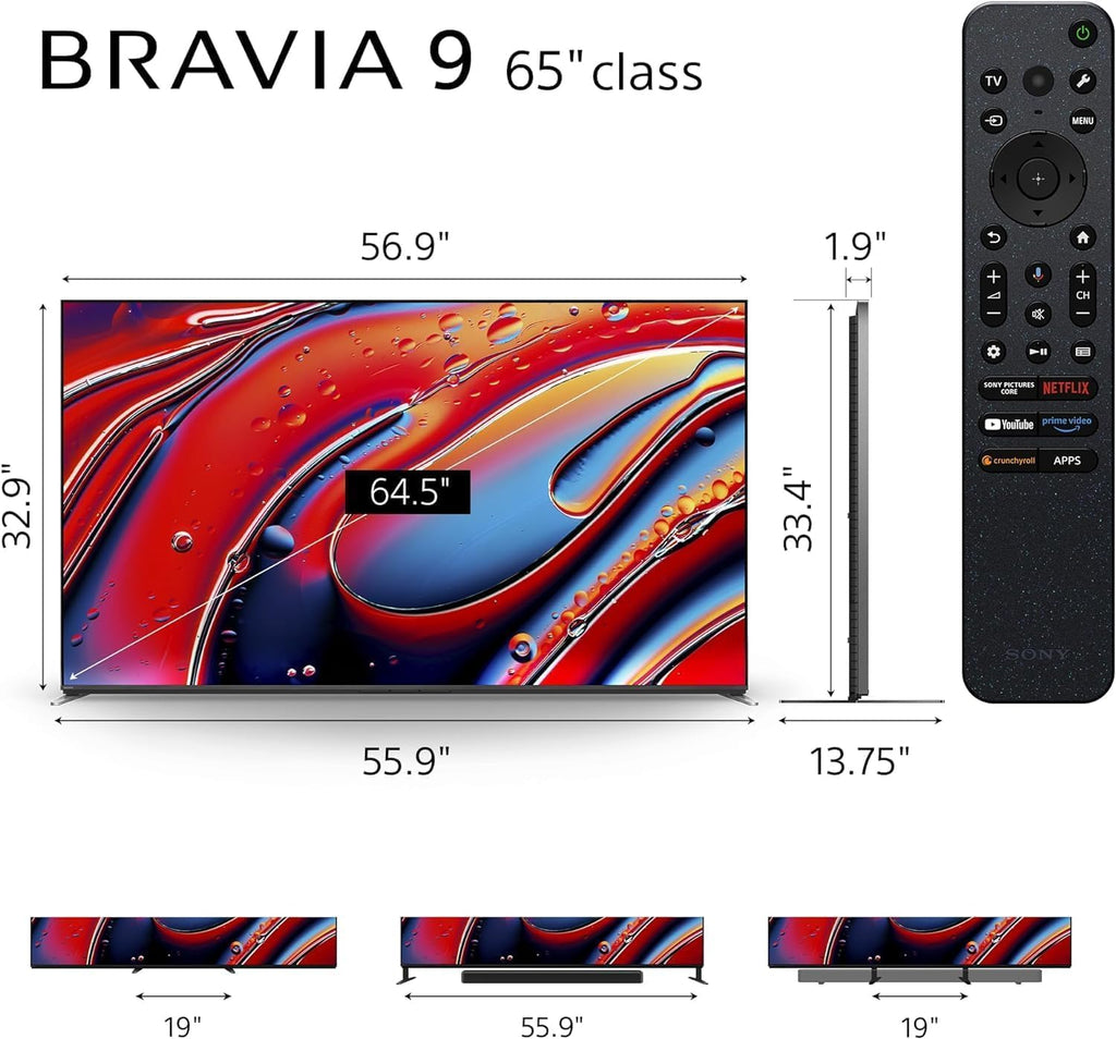 Sony 65 Inch Mini LED QLED 4K Ultra HD TV BRAVIA 9 Smart Google TV with Dolby Vision HDR and Exclusive Features for PlayStation 5 (K-65XR90)
