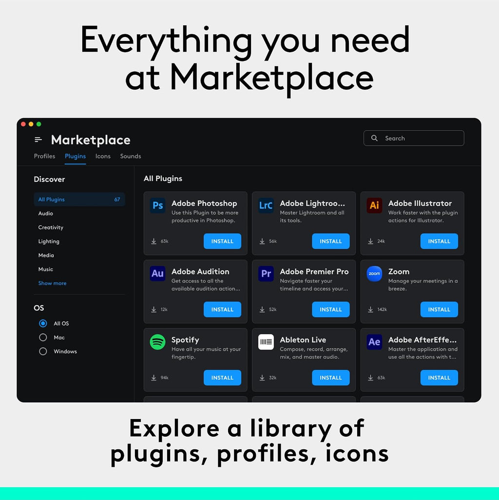 Logitech MX Creative Console, 9 Customizable LCD Keys, Stream Deck Accessories,Connectivity Technology USB-C, Control Dial for Graphic Design, Zoom, Spotify - Graphite, 3-Month Adobe Cloud Membership