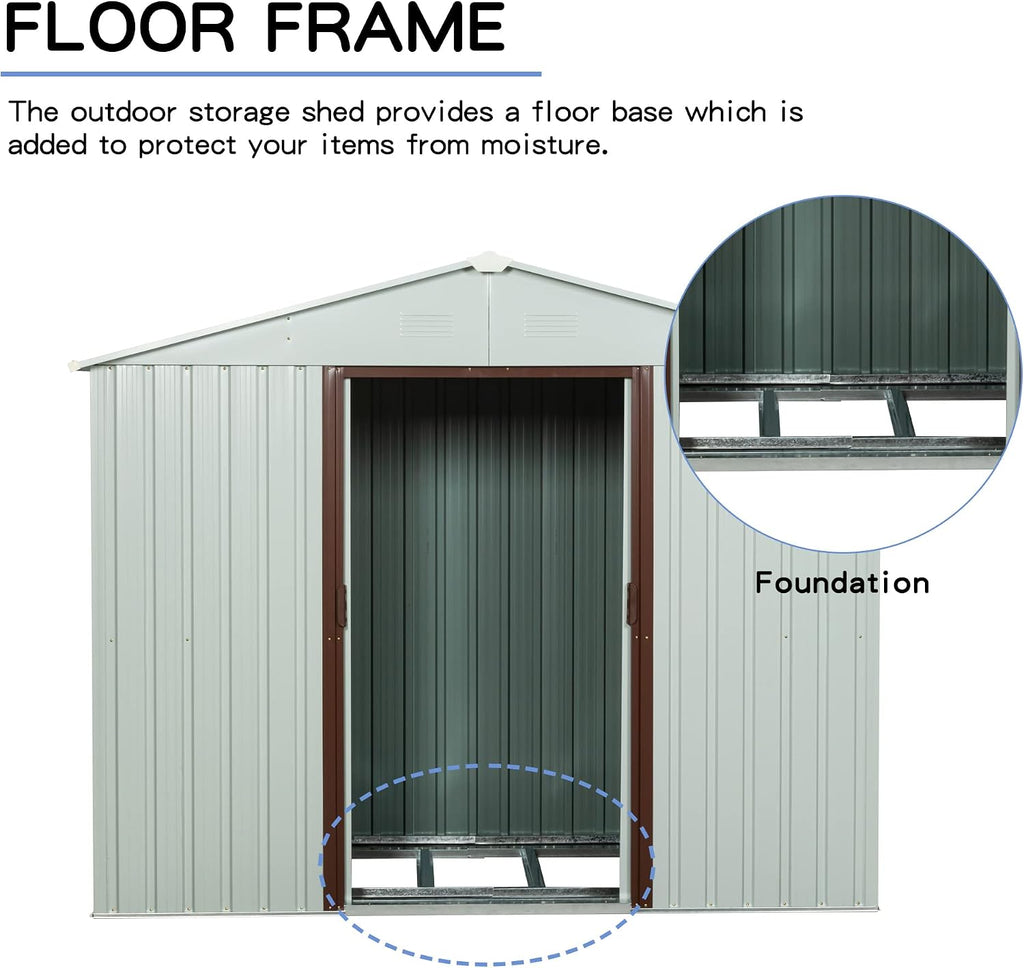KEIKI 6x5 FT Outdoor Metal Storage Shed with Peaked Roof,Vents and Lockable Door for Garden Yard Lawn