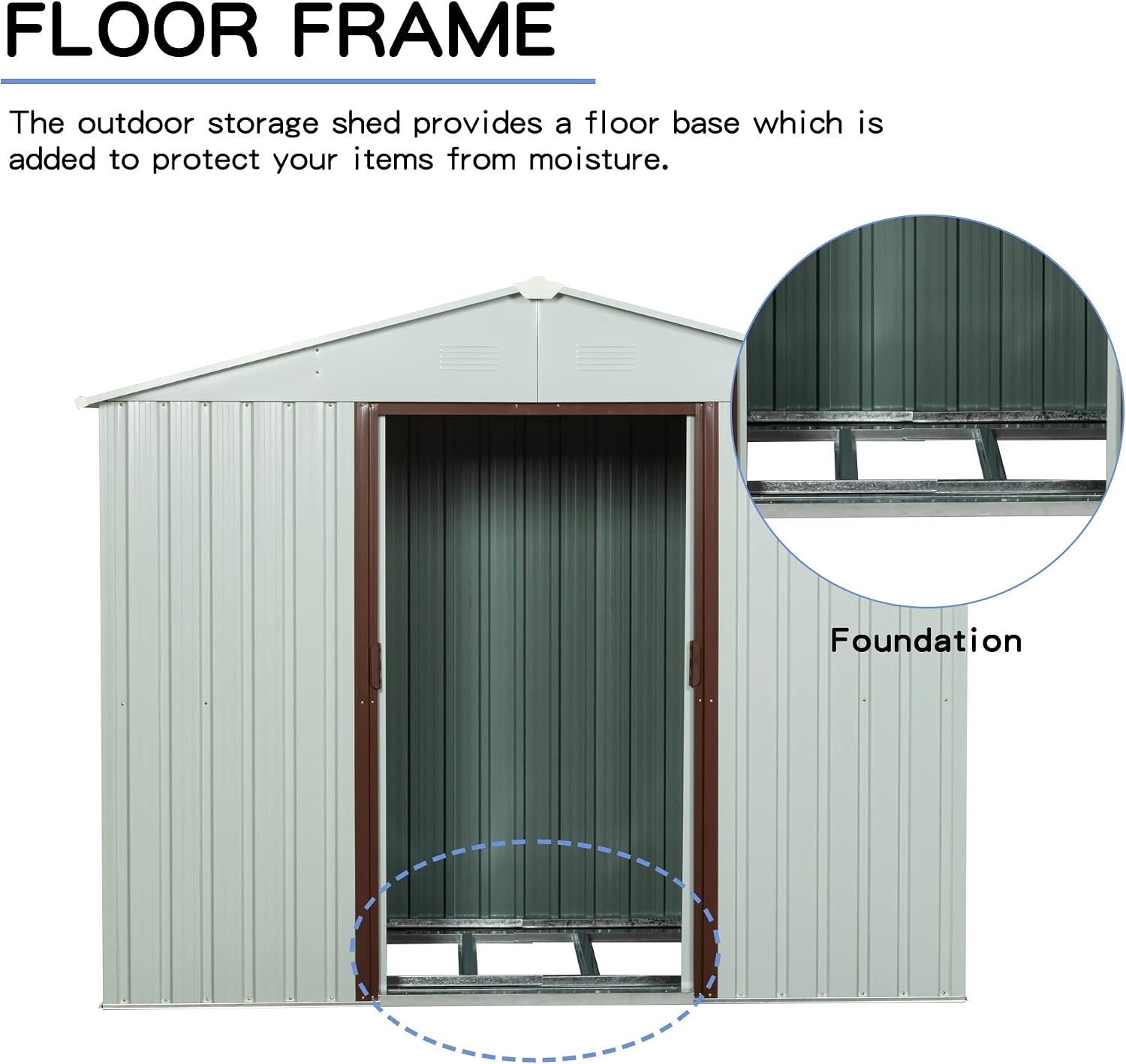 KEIKI 6x5 FT Outdoor Metal Storage Shed with Peaked Roof,Vents and Lockable Door for Garden Yard Lawn