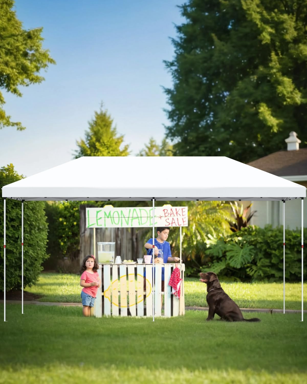 10x20 Pop Up Canopy Tent，Gazebos One-Button Instant Setup, Heavy-Duty 210D Oxford Fabric & Rust-Proof Frame - 3 Adjustable Heights, Roller Bag, 4 Sandbags - UV Protection for Beach, Party