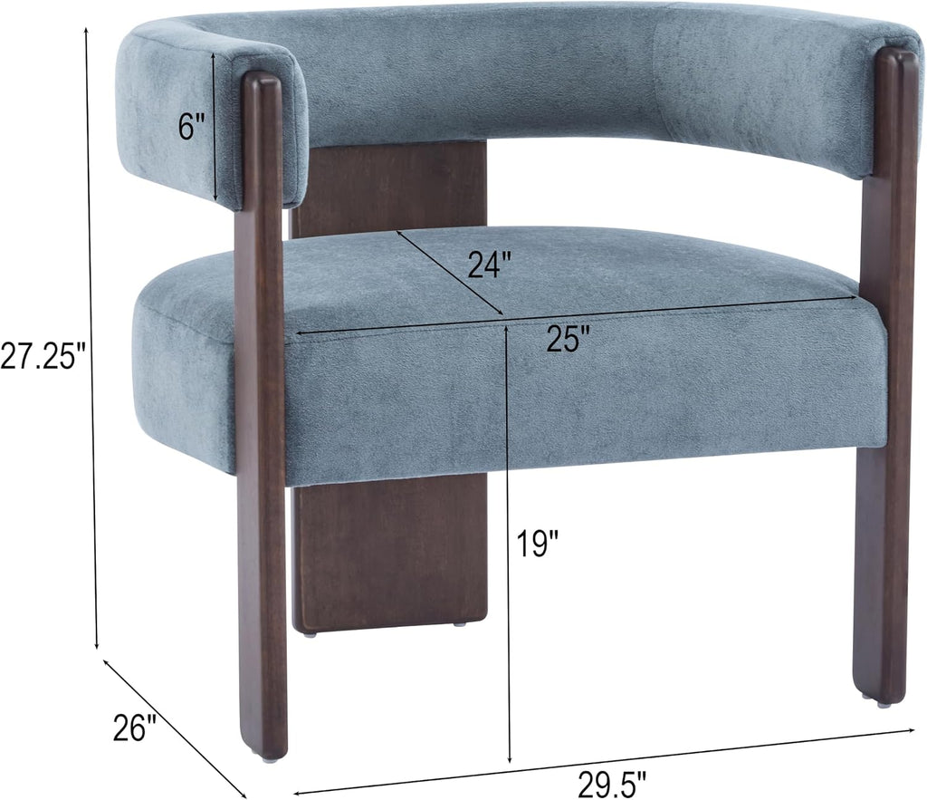 Christopher Knight Home Nettie Modern Accent Chair for Living Room, Velvet Fabric Single Lounge Sofa Chair with Wooden Frame, Comfy Reading Chair for Bedroom, Lounge Armchair with Cushion, Dusky Blue