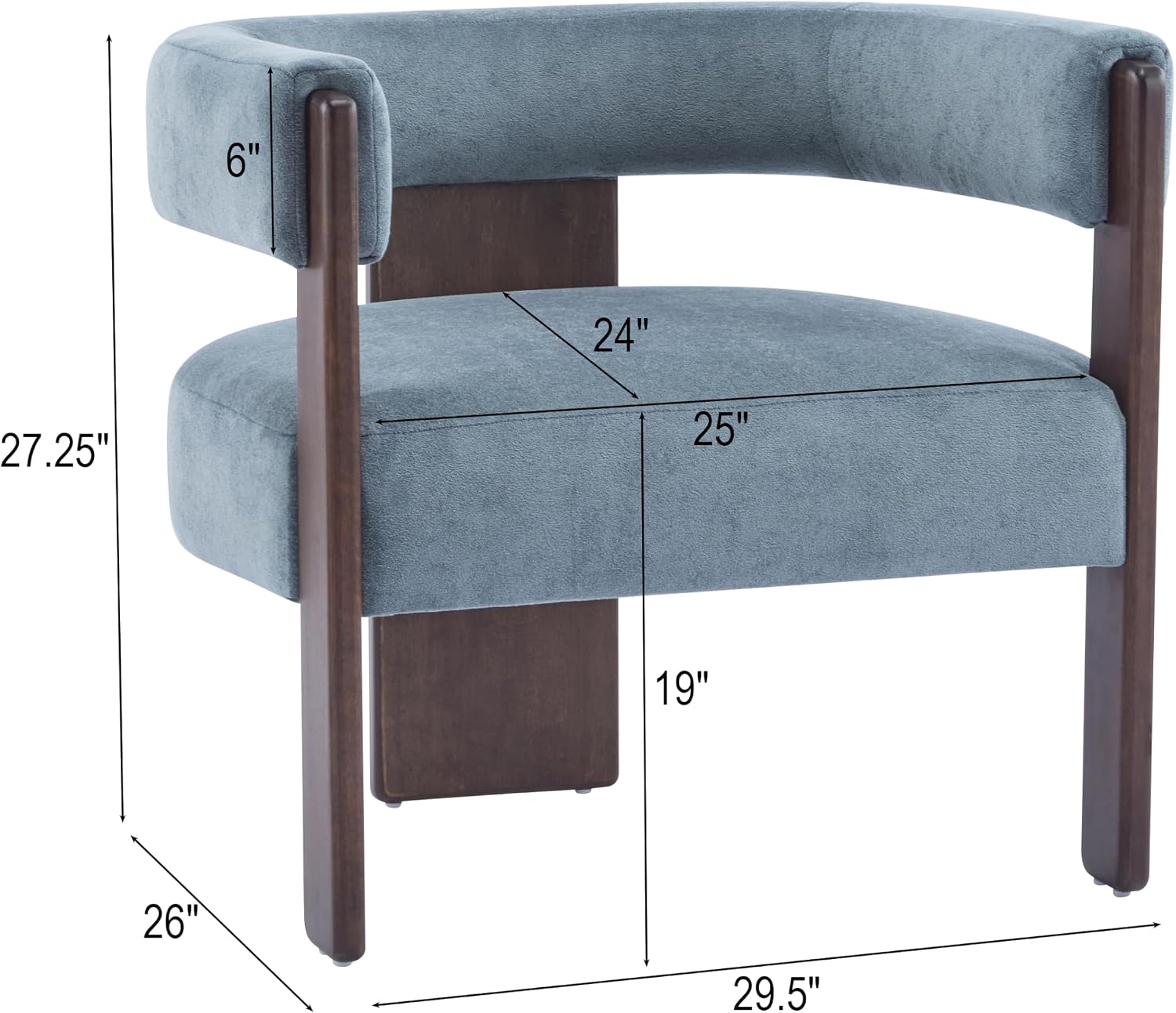 Christopher Knight Home Nettie Modern Accent Chair for Living Room, Velvet Fabric Single Lounge Sofa Chair with Wooden Frame, Comfy Reading Chair for Bedroom, Lounge Armchair with Cushion, Dusky Blue