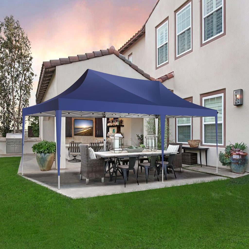 COBIZI 10x20 Pop up Canopy Tent with 6 Sidewalls, Easy Set up Canopy Tents Gazebos for Parties with Metal Frame, Waterproof & UV50+, Height Adjustable, Potable Carry Bag (Blue)