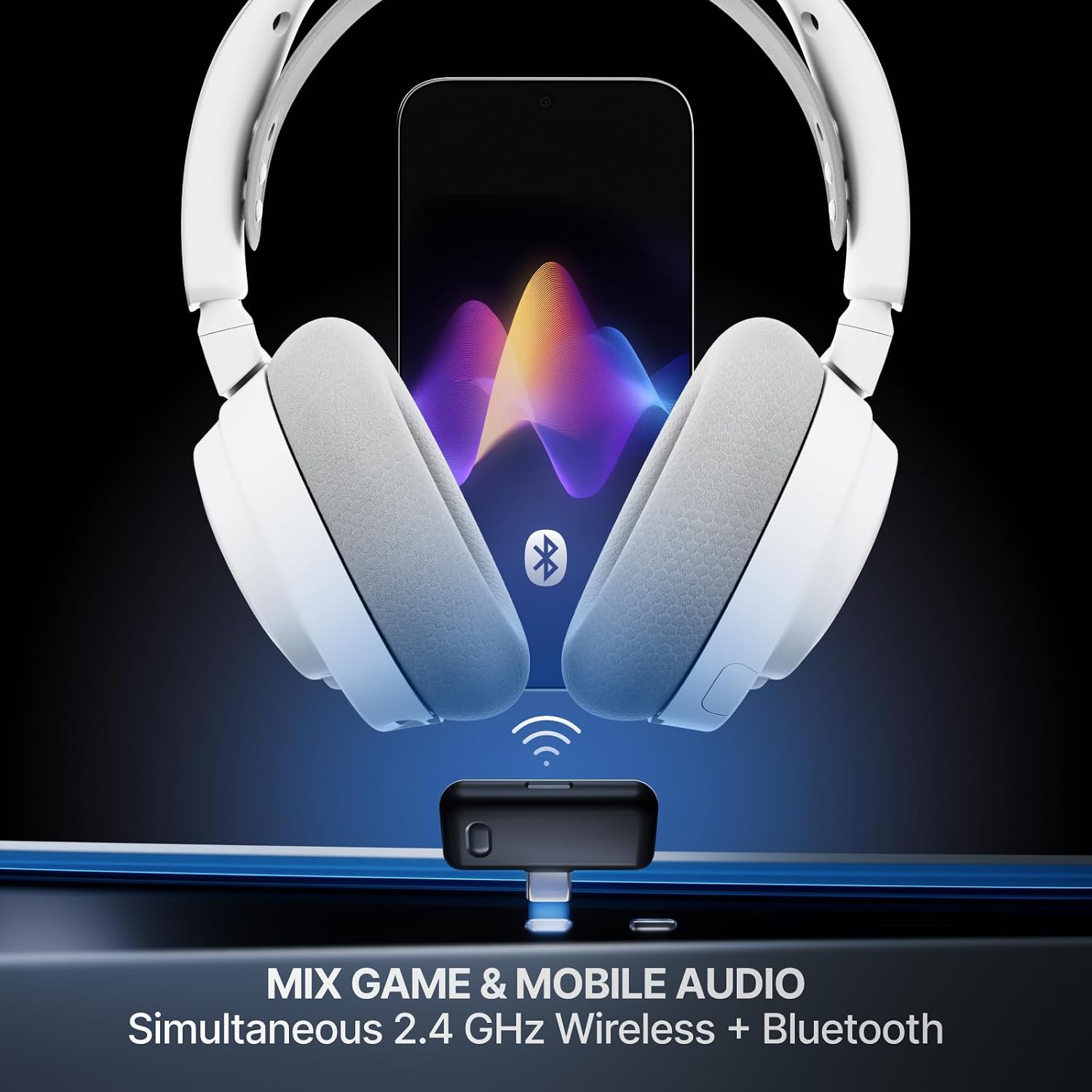 SteelSeries Arctis Nova 7P Wireless Gen 2 Gaming Headset - Real-Time App Control, 50+ HR Play, Neodymium Magnetic Drivers, Mix 2.4GHz/Bluetooth, PS5, PS4, PC, Switch 1/2, Mobile - White
