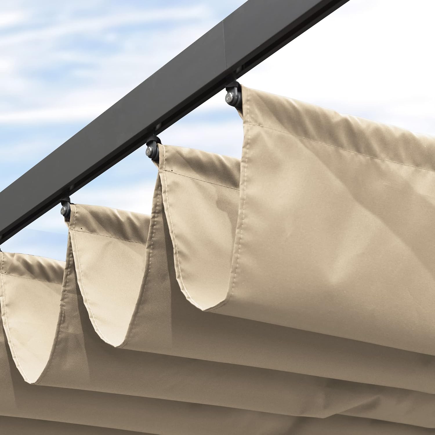 PURPLE LEAF Pergola Shade Cover for 11' X 13' Deck Porch Outside Outdoor Retractable Durable Fabric Canopy Replacement Top Only Beige