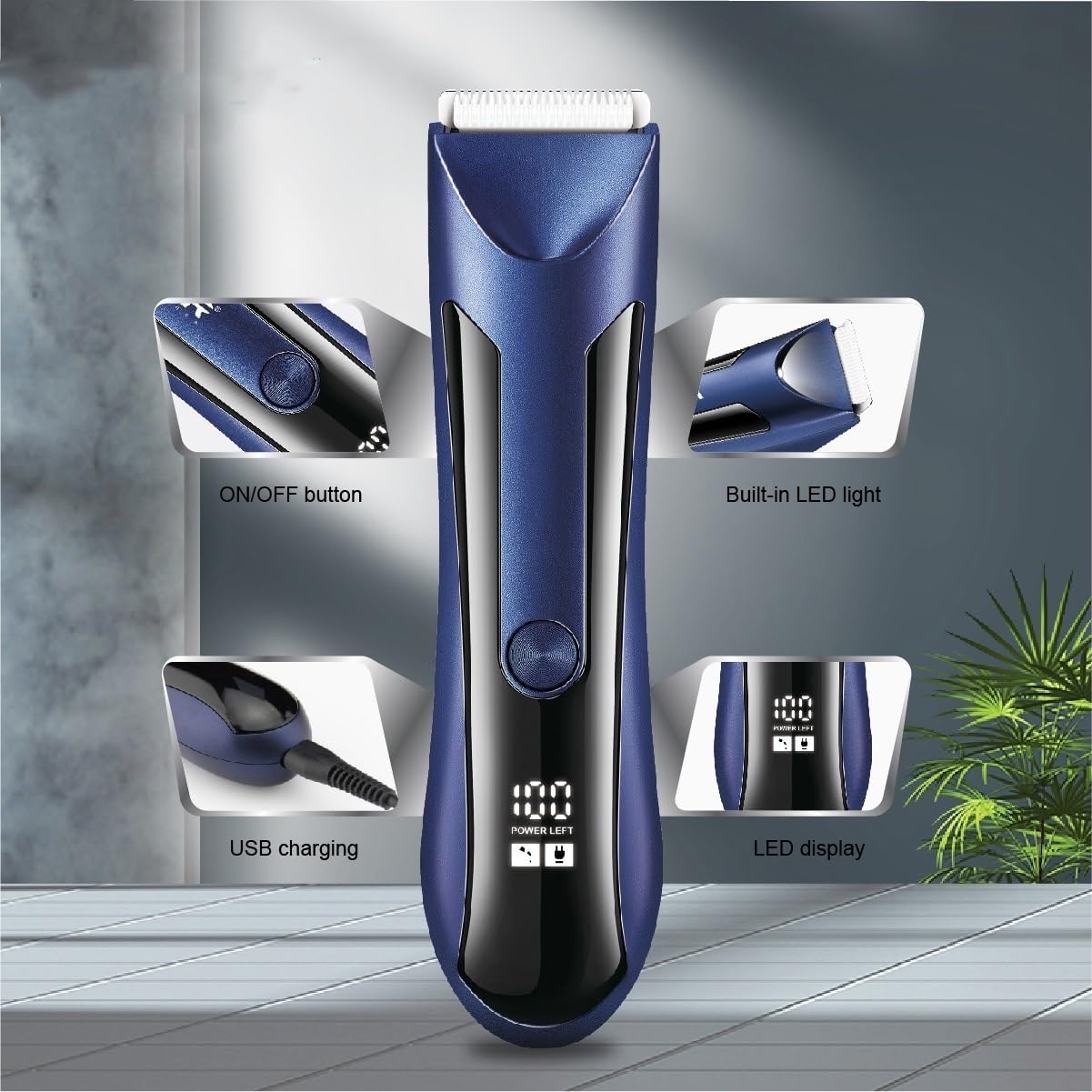 Hair Clippers for Men, Waterproof Groin Body Pubic Beard Hair Trimmer for Men&Women Electric Ball Shaver & Body Groomer Rechargeable Ceramic Blade(Black)
