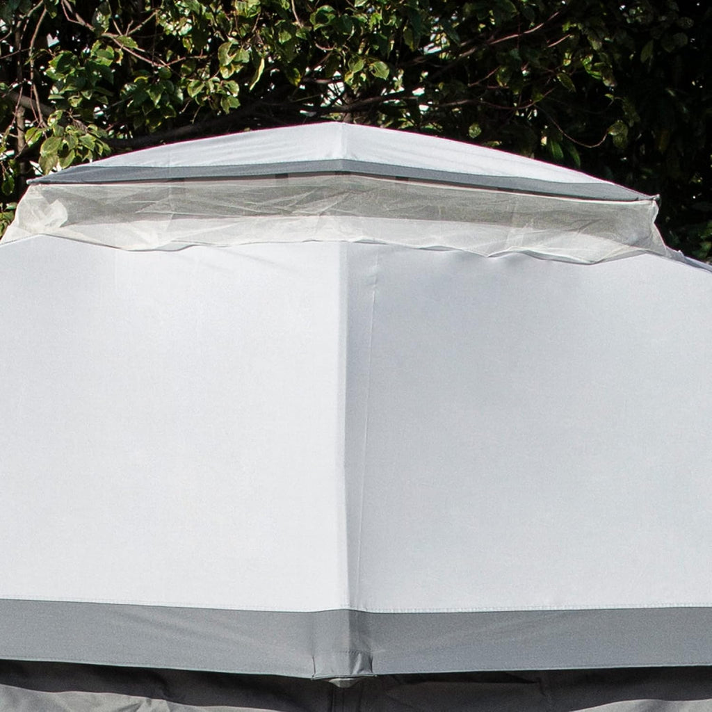 10' x 12' Outdoor Gazebo, Patio Gazebo Canopy Shelter w, Double Vented Roof, Zippered Mesh Sidewalls, Solid Steel e, Grey