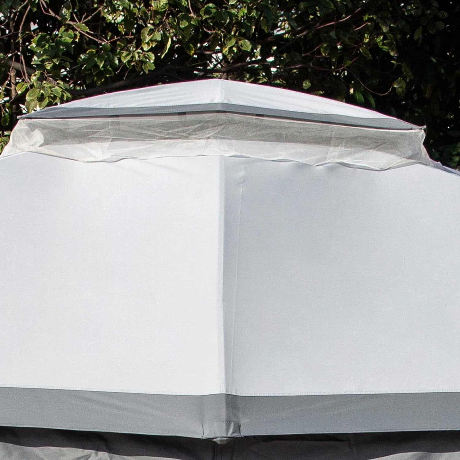 10' x 12' Outdoor Gazebo, Patio Gazebo Canopy Shelter w, Double Vented Roof, Zippered Mesh Sidewalls, Solid Steel e, Grey