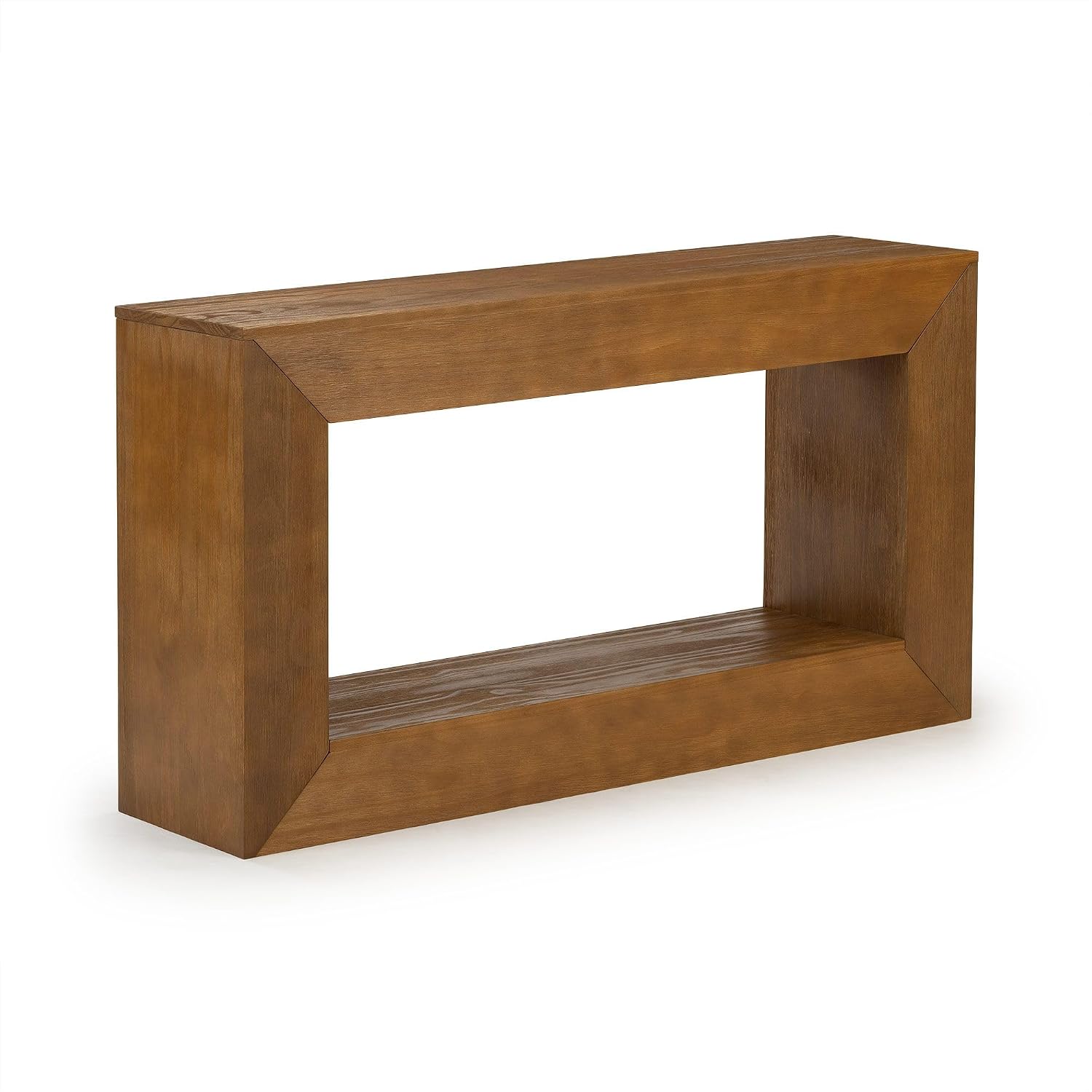 Plank+Beam Grande 56' Console Table with Bottom Shelf, Solid Pine Wood Entryway & Sofa Table, Pecan Wirebrush Finish