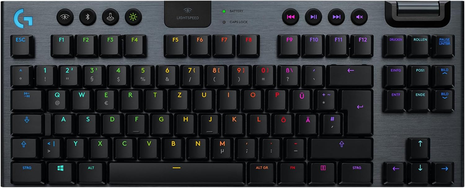 Logitech G915 TKL Tenkeyless Lightspeed RGB Mechanical Gaming Keyboard for Laptop and PC, Low Profile Switch, LIGHTSYNC RGB, Wireless, Bluetooth Function, Black