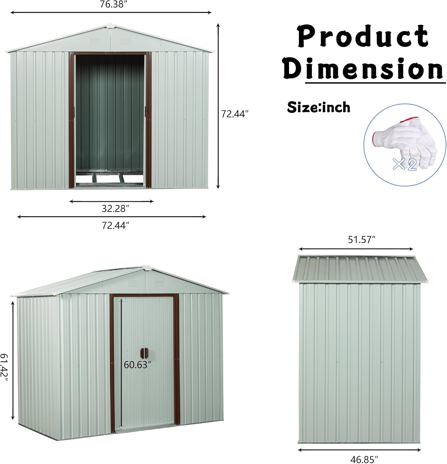 KEIKI 6x5 FT Outdoor Metal Storage Shed with Peaked Roof,Vents and Lockable Door for Garden Yard Lawn
