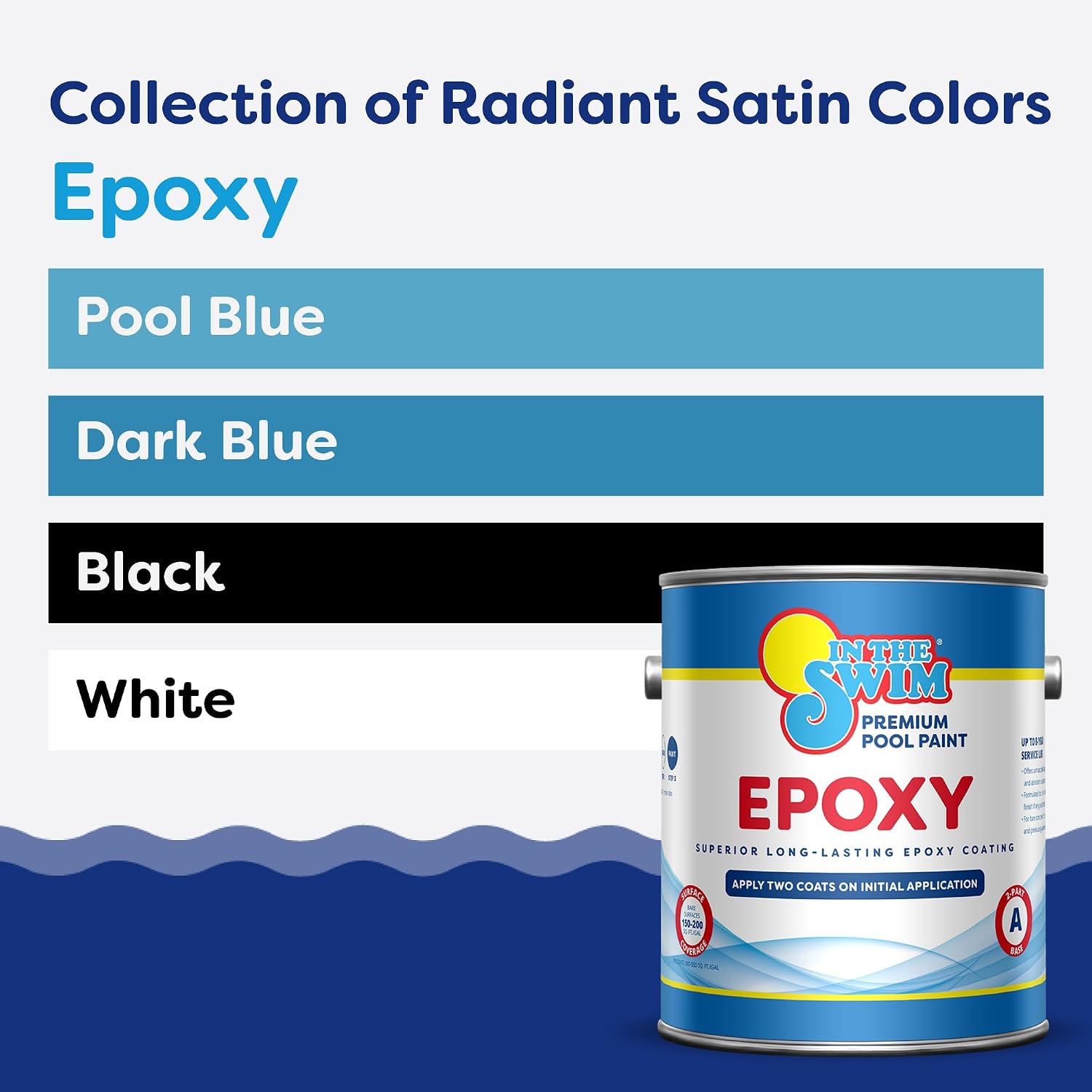 In The Swim Dark Blue Epoxy Swimming Pool Paint - Epoxy-Base, High Gloss, Swimming Pool Paint - Long Lasting Stain Resistant - 1 Gallon - 2-Pack