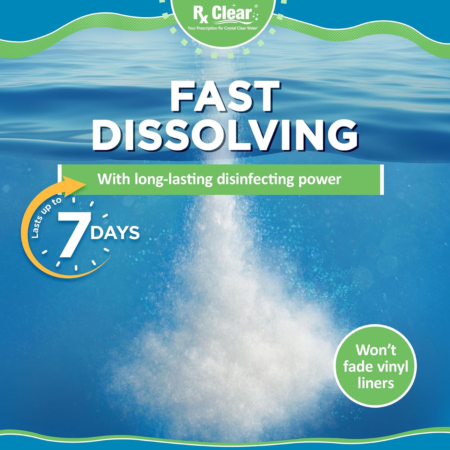 Rx Clear 100 lbs Granular Pool Chlorine | Use As Bactericide, Algaecide, & Disinfectant in Swimming Pools, Hot Tubs, & Spas | Stabilized, Fast Dissolving & UV Protected (2 x 50 Pound Buckets)