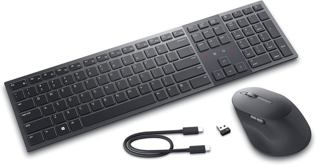 Dell KM900 Premier Collaboration Keyboard and Mouse - Zoom Touch Controls, Backlight Keyboard, Bluetooth 5.1, Radio Frequency 2.4GHz - Black