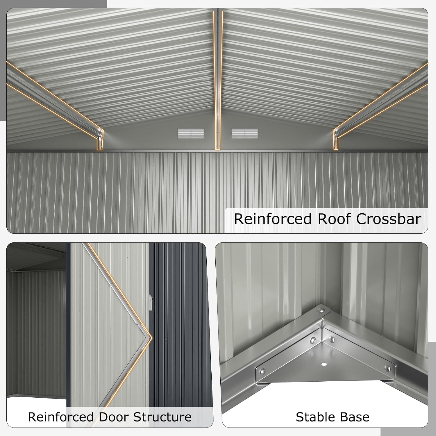 Goplus 12 x 9.8 FT Outdoor Storage Shed, All-Weather & Rustproof Galvanized Metal Utility Tool Shed w/Lockable Door, Pitched Roof, Windows, Backyard Lawn Garden Storage House for Bike Tool Lawnmower