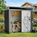 Vongrasig 6x4 FT Outdoor Storage Shed, Metal Lean to Shed with Window and Lockable Door, All-Weather Graden Tool Shed for Backyard Garden Patio Lawn, Dark Grey