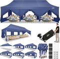 COBIZI 10x30 Pop Up Canopy Tent with 8 Removable Sidewalls, Easy Setup Canopy with Roller Bag & Sandbags，Waterproof and UPF50+ Gazebo Tent, Outdoor Gazebo for Party Wedding BBQ Events,(White.