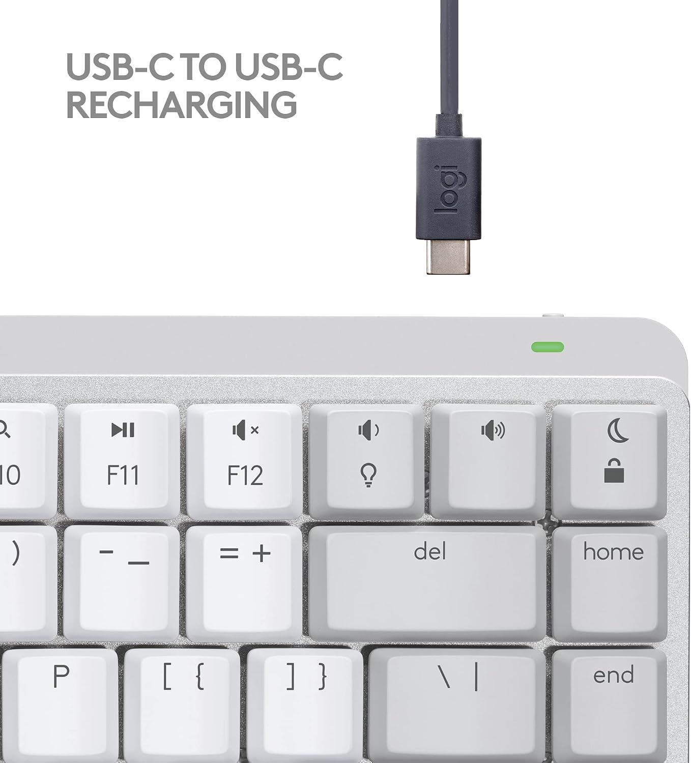 Logitech MX Mechanical Mini for Mac Wireless Illuminated Keyboard, Low-Profile Performance Switches, Tactile Quiet Keys, Backlit, Bluetooth, USB-C, Apple, iPad - Pale Grey