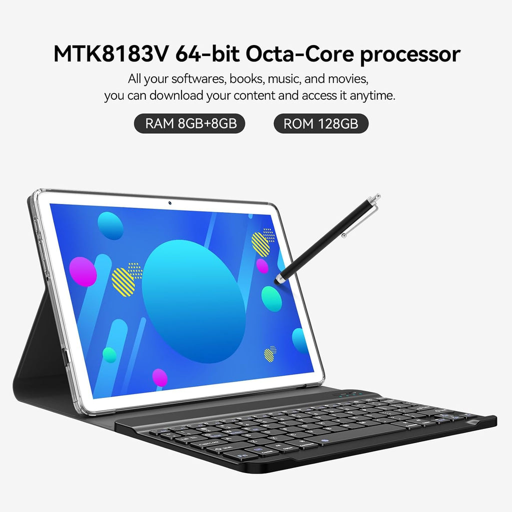 Tablet, 2026 Latest 10 inch Android 14 Tablet, MTK8183 Octa-Core, 16GB 128GB 1TB Expansion, 2.4/5G WiFi, 21MP Camera, Gemini AI 2.0, Tablets with Keyboard, Mouse, Case etc