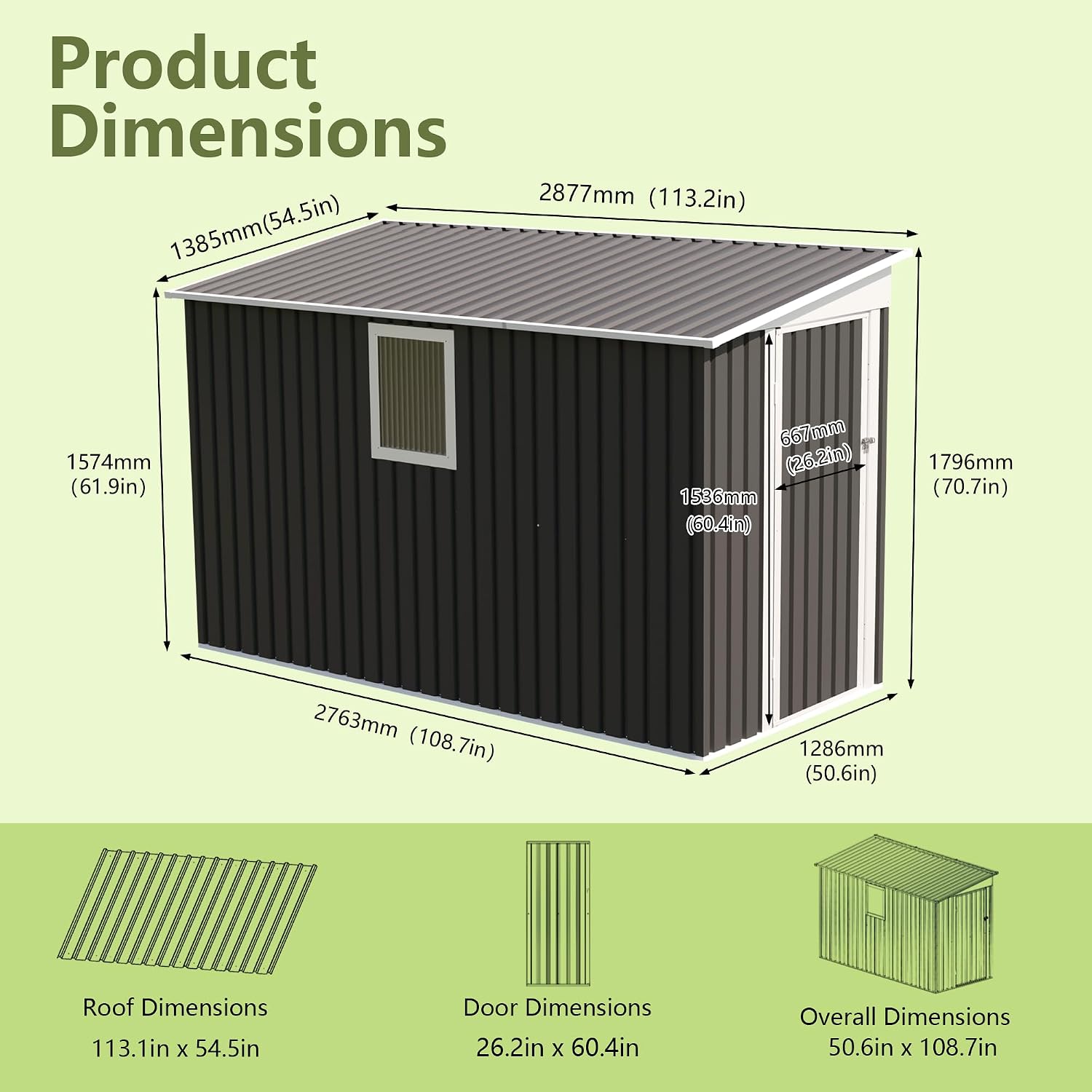 9x4 FT Galvanized Outdoor Storage Shed with 1 Window, Metal Garden Shed with Lockable Door & Sloping Roof, Tool Shed for Backyard Patio Tool Storage