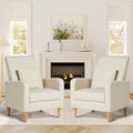 COLAMY Upholstered Sherpa Accent Living Room Chairs Set of 2, Fabric Arm Chair Reading Side Chair, Single Sofa with Back Pillow and Wood Legs,Cream