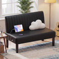 STHOUYN 43' W Mini Small Black Leather Couch Armless Loveseat Sofa for Bedroom with USB Port, Small Couches for SmallSpaces Living Room, Apartment Office Dorm (Black)