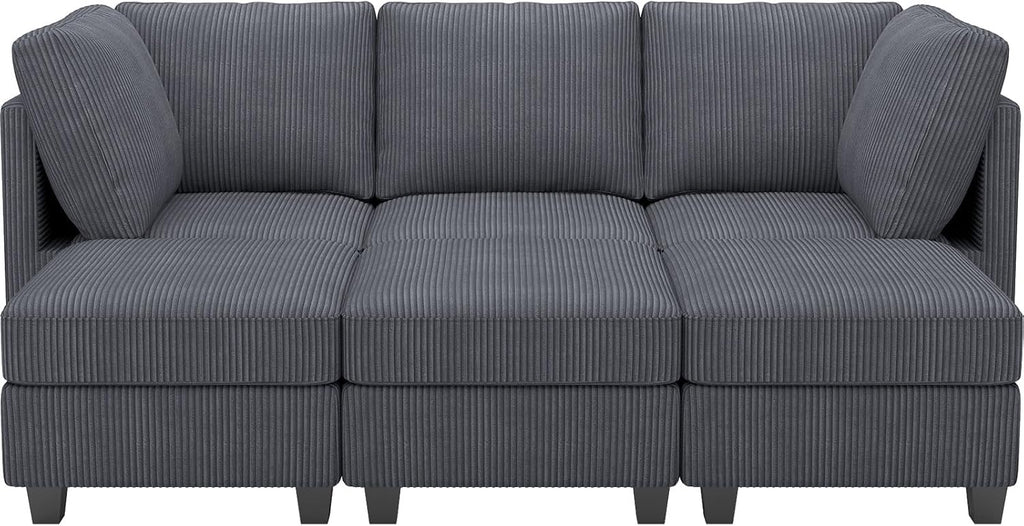 Belffin Modular Sectional Sleeper Sofa with Storage Seat 6 Seat Sectional Sleeper Sofa Bed Corduroy Sectional Couch with Reversible Chaise Dark Grey Modular Couch for Living Room