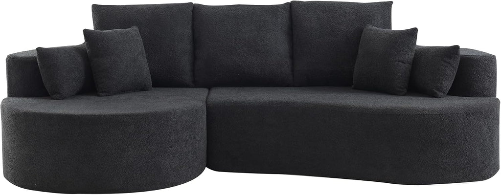 Christopher Knight Home Carden 106' Curved Modular Sectional Sofa, Fabric Upholstered Comfy Sofa Couch with Chaise Lounge, Modern Cloud Couch with Deep Seat, No Assembly Required, Black