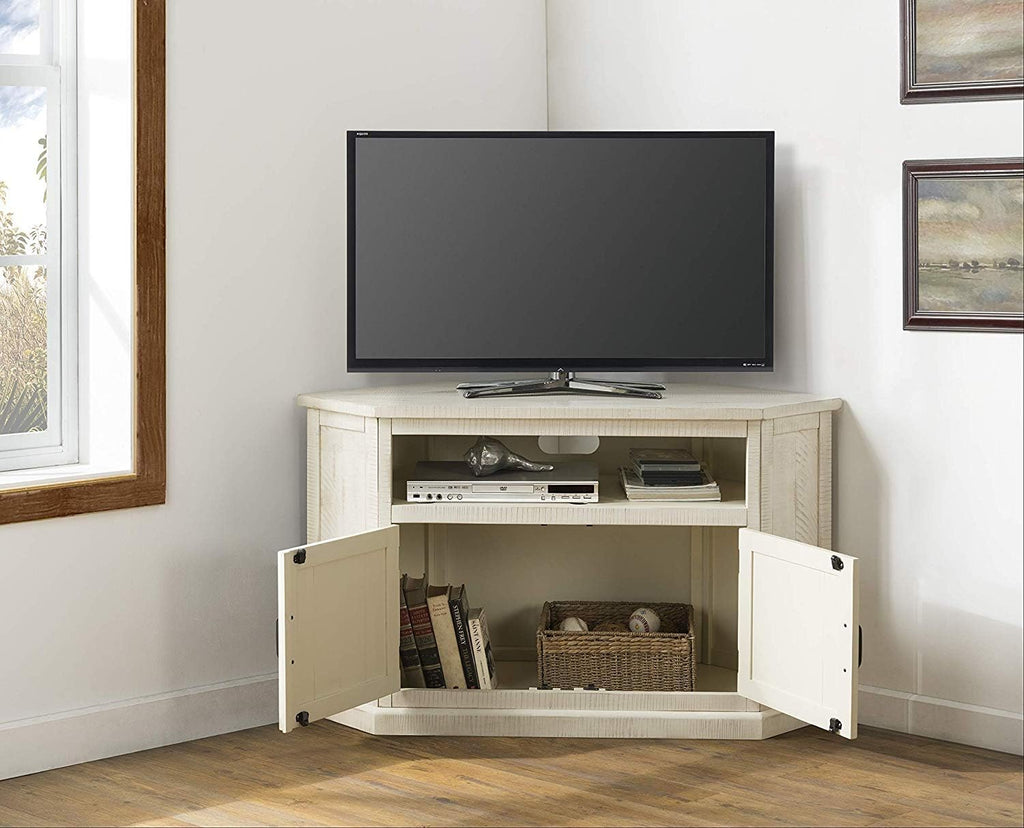 Martin Svensson Home Rustic Corner TV Stand All Antique White
