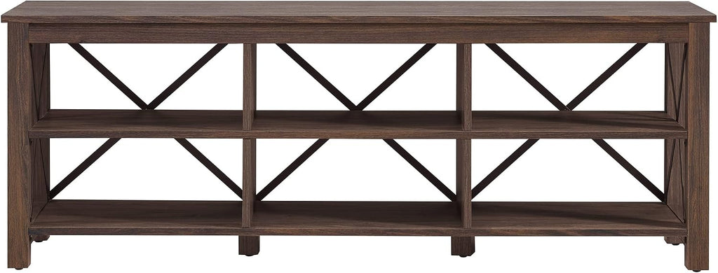 Henn&Hart Rectangular TV Stand for TV's up to 80' in Alder Brown, Electric Fireplace TV Stands for the Living Room