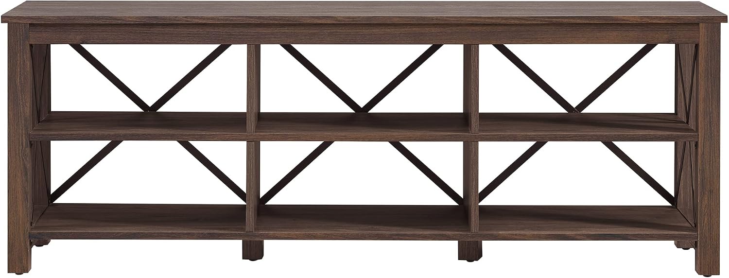 Henn&Hart Rectangular TV Stand for TV's up to 80' in Alder Brown, Electric Fireplace TV Stands for the Living Room