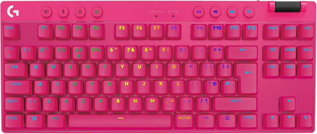 Logitech G PRO X TKL Lightspeed Wireless Gaming Keyboard, Ultra-Portable Tenkeyless Design, LIGHTSYNC RGB, PBT keycaps, Tactile Switches (GX Brown) - Magenta